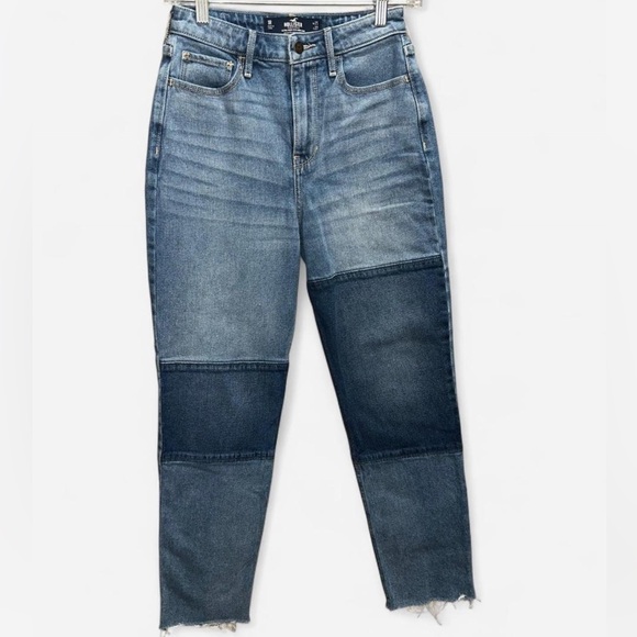 Hollister Ultra High-Rise Mom Jeans Patchwork | Size 1R (25 Waist, 27 Inseam) - Picture 1 of 4